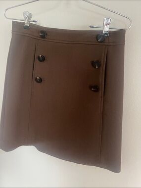 Ann Taylor Brown Double-Button Mini Skirt